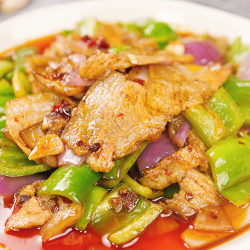  Double cooked Pork with Green Peppers
